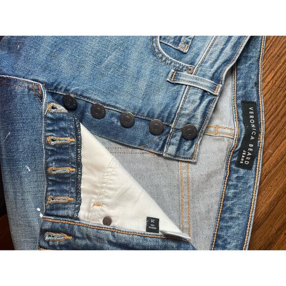 Veronica Beard Ines Paint Splatter 10.75" Cropped Girlfriend Jeans Size 26 - Picture 7 of 8